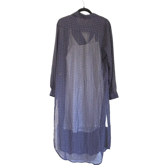 Cecico Womens Sheer Duster Cardigan Dress Medium Longline Layer Slit Print Slip - Picture 2 of 8